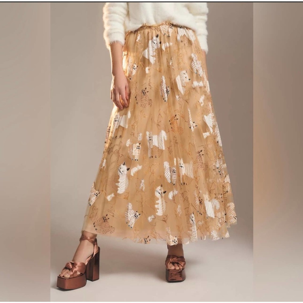 Anthropologie Geisha Designs Applique Maxi Skirt Sz XXS - Picture 7 of 9
